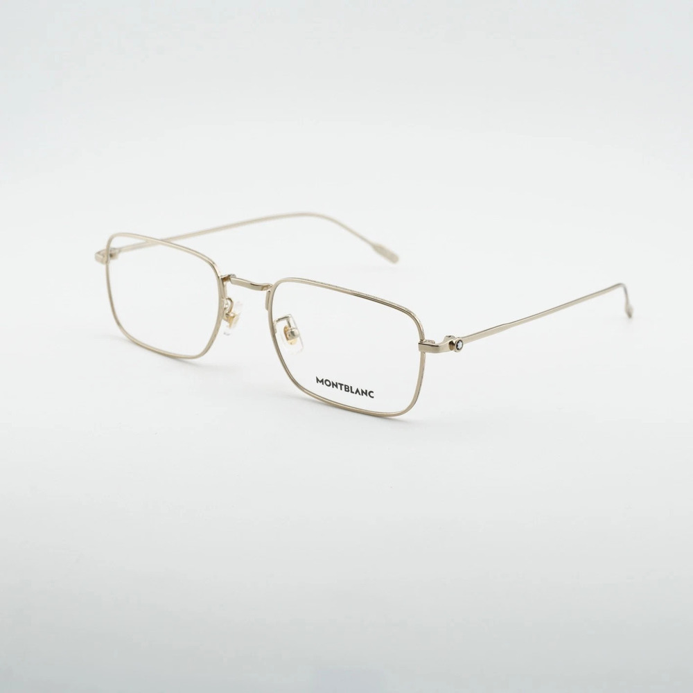 NWT Mont Blanc MB0212O-001-54 Gold Rectangle 54mm Glasses